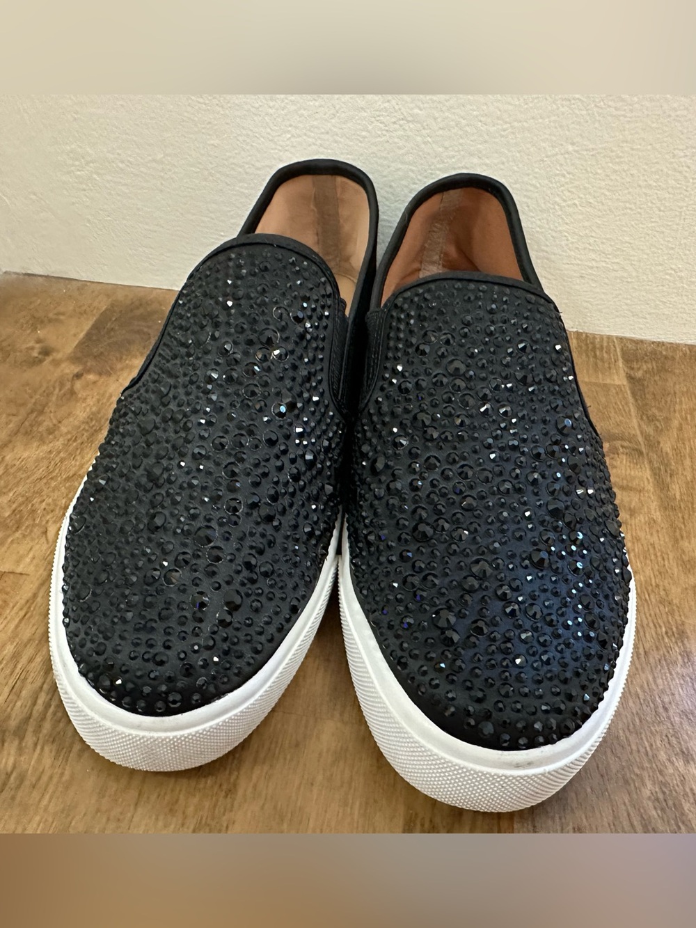 INC International Concepts Black Crystal Embellished Slip-On Flats